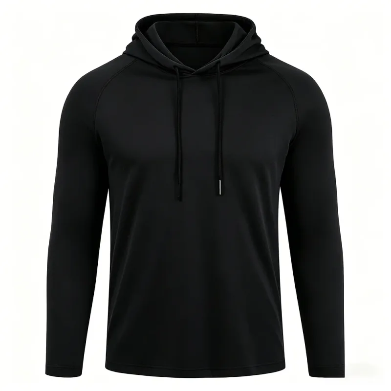 Men's Sun Protection Shirts Long Sleeve Hoodies Solid Quick Dry T-shirt Mens Bodybuilding Fitness Muscle Sportwear Gym Clothing — image 1