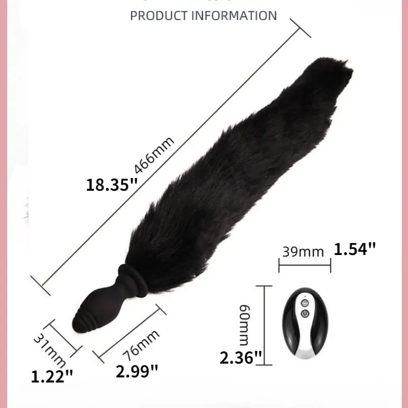 Fox Tail Anal Plug with Remote Control Vibrating - Faux Fur & Silicone Role Play Adult Toy Multi-Color BDSM Sex Toys for Couples