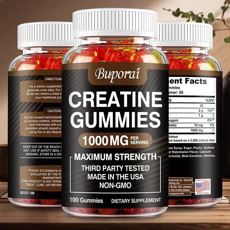 Creatine Monohydrate Gummies - Pre/post Workout Fitness Strength Muscle Building Provide Energy Supplements