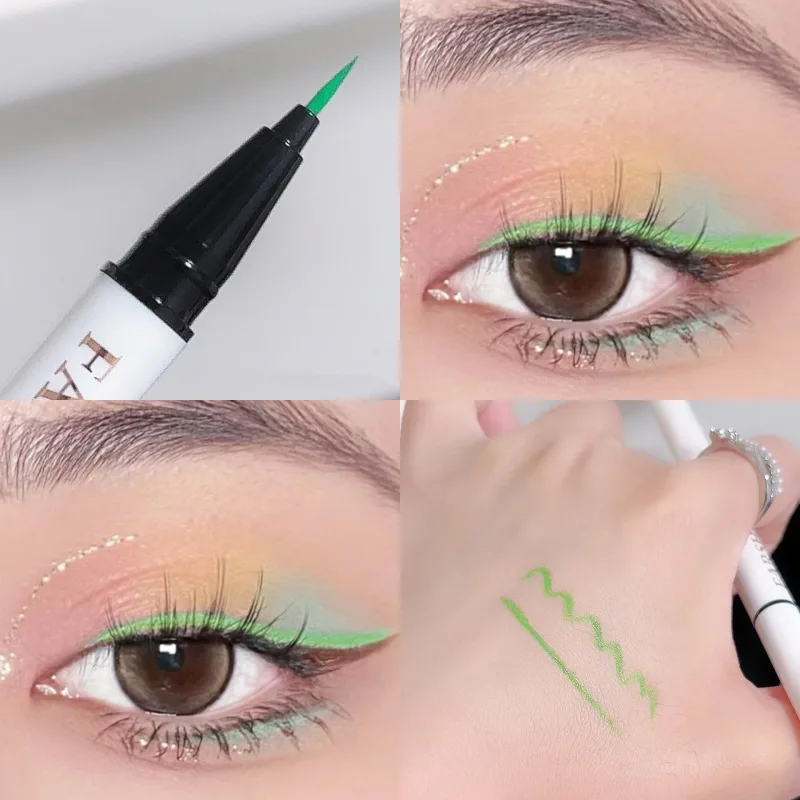 Liquid Matte Turquoise Eyeliner Ultra Fine Black White Eyeliner Waterproof Easy To Color Rainbow Colorful Eye Liner Eyes Makeup — image 4