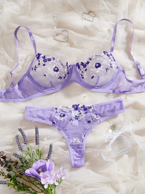 New Multiple Colors Available Embroidory Floral Babydoll Dresses Sexy Lingerie No-pad Bra And Brief Elegant Sleepwear Push Up — image 13
