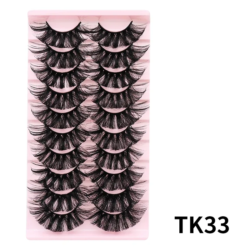 10 párů Russian DD Curl Bulk Fluffy Strip Lashes Přírodní měkké umělé řasy Opakovaně použitelné ručně vyrobené řasy pro každodenní a párty — image 38