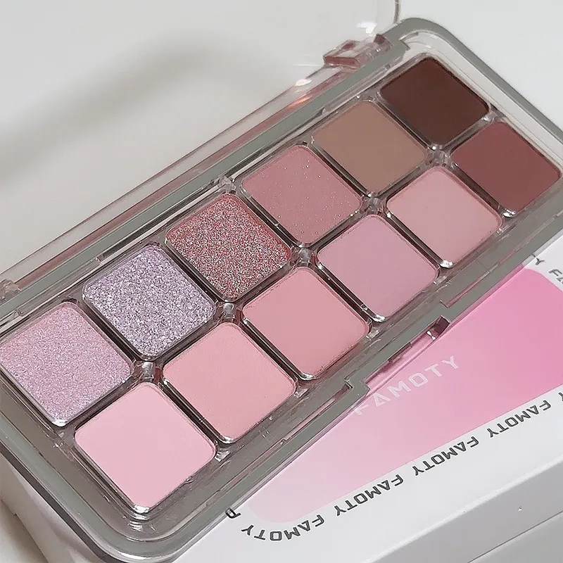 12-Color Low Saturation Matte Eyeshadow Palette Tea Apricot Earth Tones Long Lasting Pearlescent Matte Eye Makeup for Daily Use — image 4