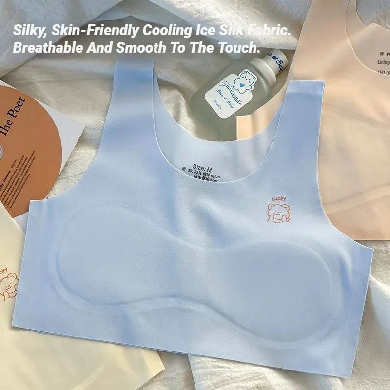 3Pcs Teenagers Comfortable Breathable Simple Training Bra Vest Soft Elastic Skin Friendly Lingerie For Girls No Steel Ring — image 6