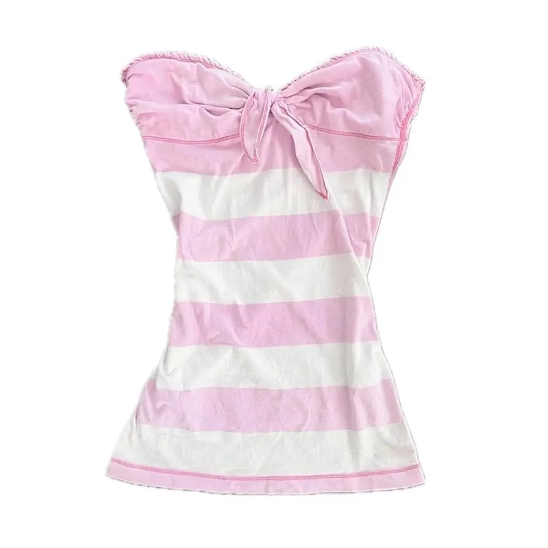 Y2k Tank Top Slim Women Harajuku Streak Graphic Print Aesthetics Summer Fashion Bow Corset top — image 2