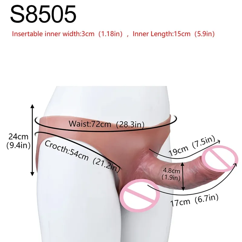 Strap-On Penis Sleeve Realistic Hollow Dildo Pants Silicone Male Dick Extender Lifelike Sex Toys For Men Adult Sexshop