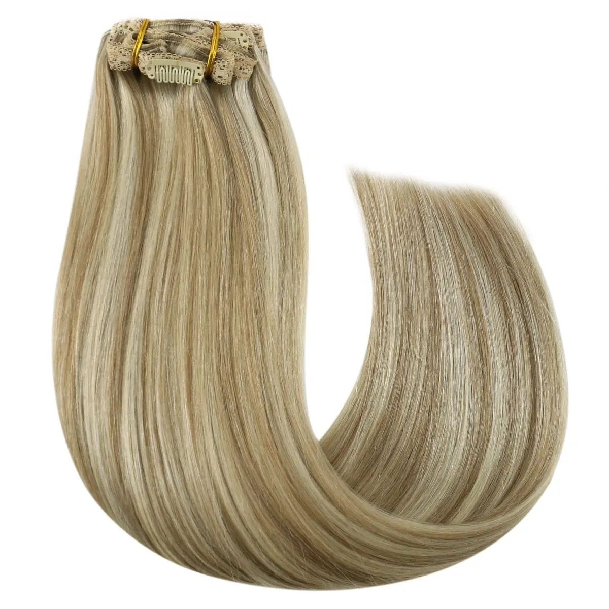 VeSunny Clip In Hair Extensions Human Hair 8 PCS Weft 140G-160G Hair Remy Hair Full Head Clip In Hair Extensions 8 PCS Weft
