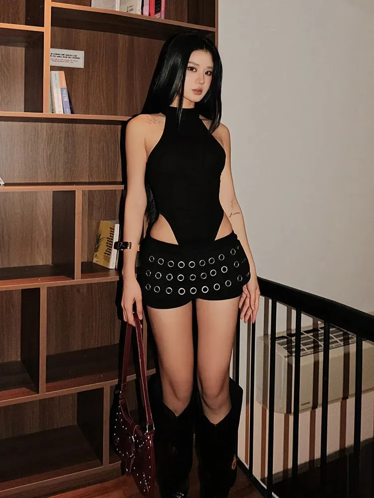 Weird Puss Sexy Classic Bodysuit Women Trend Sleeveless O-Neck Patchwork Stretch Skinny Fashion Midnight Street Party Clubwear