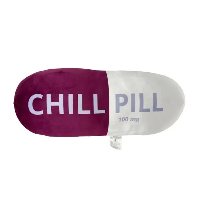 Funny Chill Pill Plush Pillow Cute Cartoon Stuffed Plushie Soft Sofa Cushion Hugging Doll Nap Sleep Pillow Birthday Gift