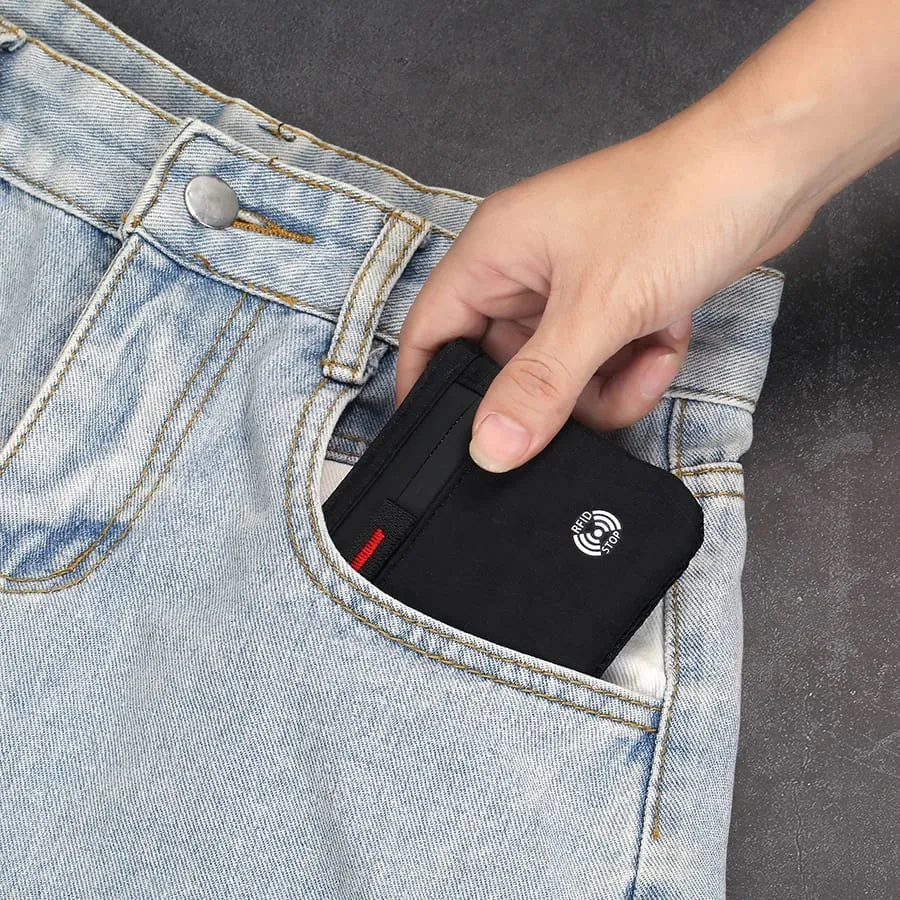 Luxury Rfid Credit Card Holder Anti Theft Slim Key Card Case with Carabiner Nylon Coin Purse Male Purse — image 5