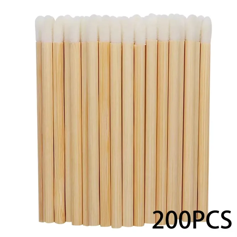 50/100pcs Lip Wands Applicators Bamboo Handle Lipstick Brush Gloss Wand Makeup Brushes For Eyelashes Extension Beauty Tool