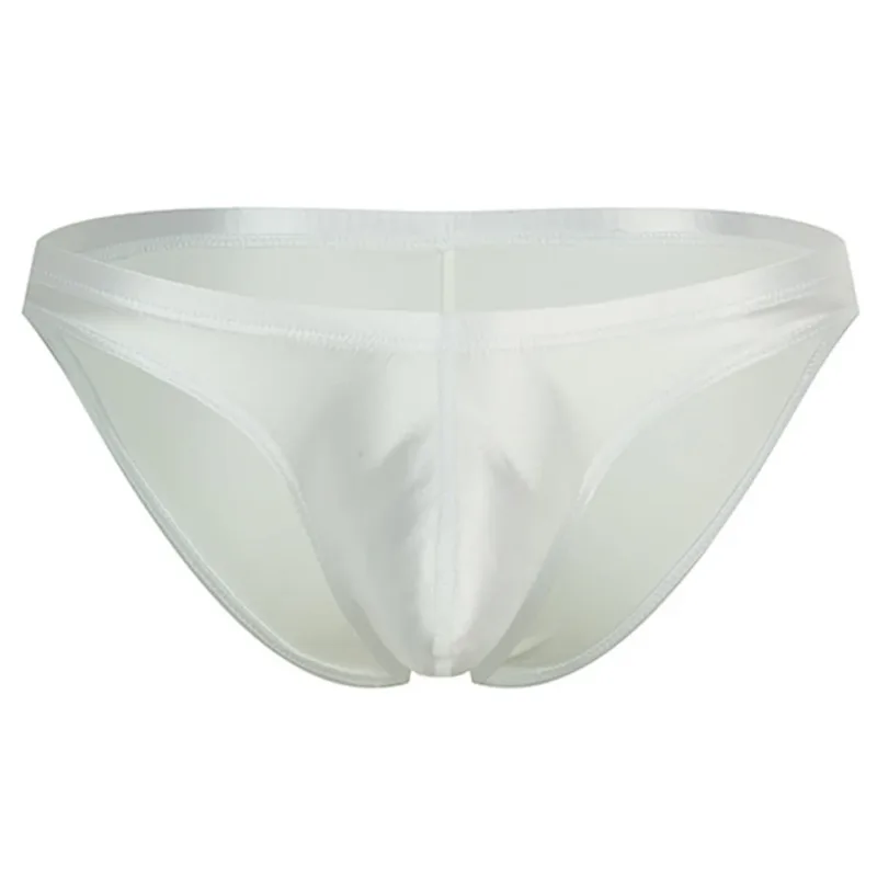Mens Oil Shiny Glossy Silk Briefs Underwear Pouch Underpants Breathable Panties Low Rise Male Underpant Bikini