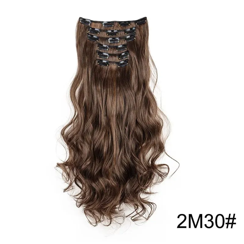 6pcs/set 24Inch Synthetic Long Curly Wavy Hair Extension 16 Clips High Tempreture Hairpiece Clip In Hair Extensions for Women — image 9