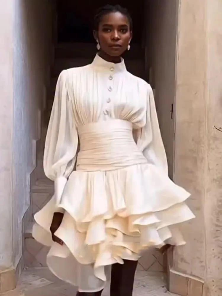 Chic Victorian-แรงบันดาลใจชุดมินิผู้หญิงพัฟแขนRuchedฉัตรโรแมนติกCottagecore Party Dresses 2026 อินเทรนด์Elegantชุด