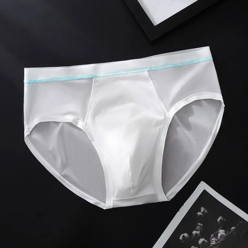 Men's Seamless Ice Silk Briefs Underwear Bulge Pouch Solid Breathable Panties Calzoncillos Hombre Slips Male Panties — image 12