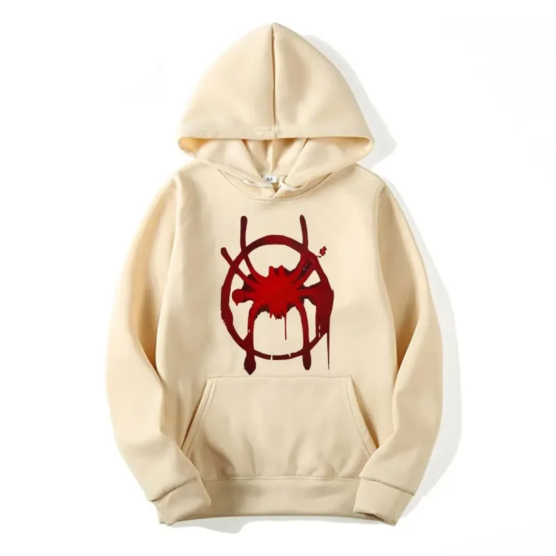 Men's and women's casual sportswear. New black hooded sweatshirt. Men's Miles Morales Spider Symbol Print Sweatshirt. — image 4
