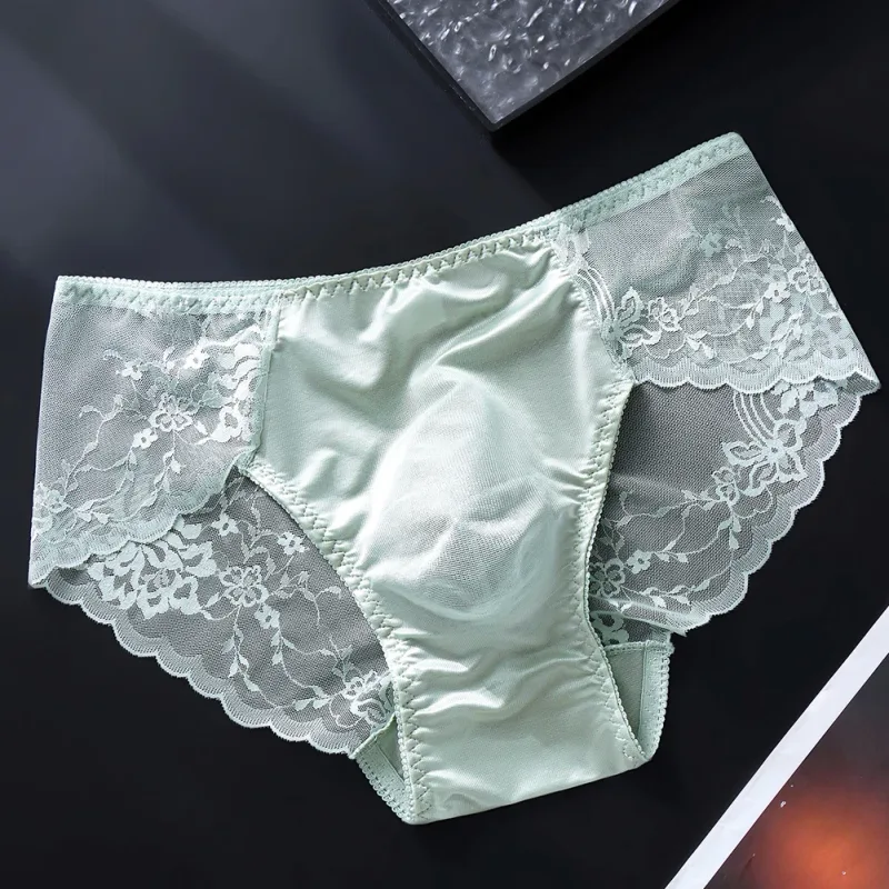 Pánské krajkové kalhotky bezešvé ledové hedvábné kalhotky spodní prádlo 3D vyboulený váček s nízkým pasem gay kalhotky — image 8