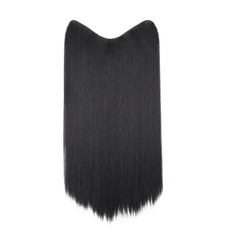 24Inch Synthetic Long Straight One Piece 4 Clips Hair Extensions Invisible Hairpiece Soft Fake Hair For Women Daily Wear — image 10