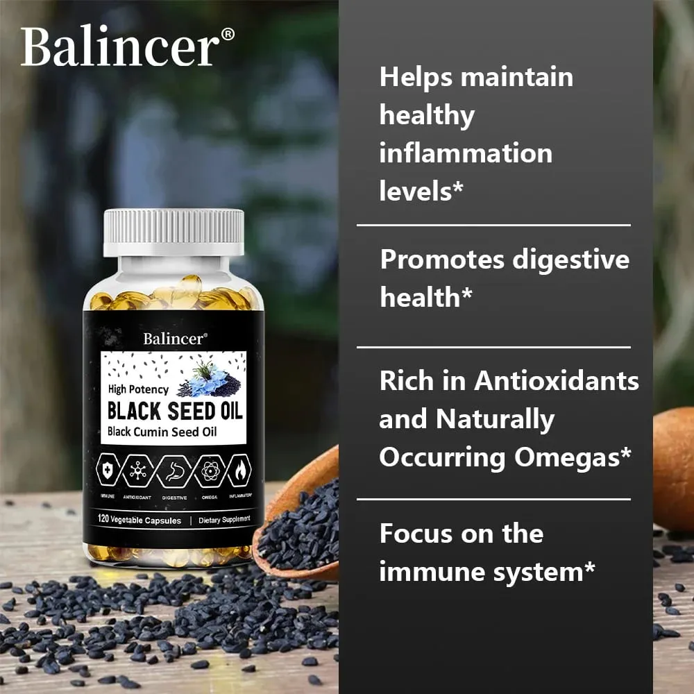 Black Cumin Seed Oil Capsules Cold Pressed Support Immune Cardiovascular Digestive Respiratory Health Skin and Hair Health — image 3