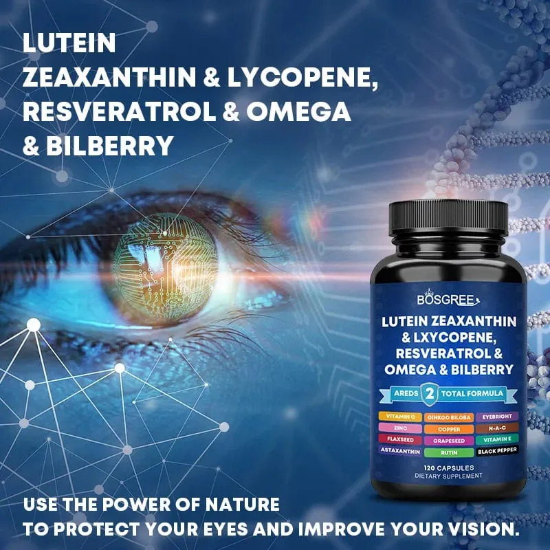 Lutein Zeaxanthin Capsules-Protect Blue Light Support Eye Health and Brighten Eyes- Areds 2 Eye Vitamin and Mineral Supplements