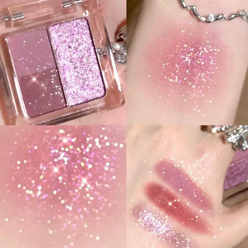 3 Colors Glitter Eyeshadow Palette Mini Shimmer Diamond Sparkle Eye Makeup Fine Sequins Long Lasting for Daily Dating Party — image 5