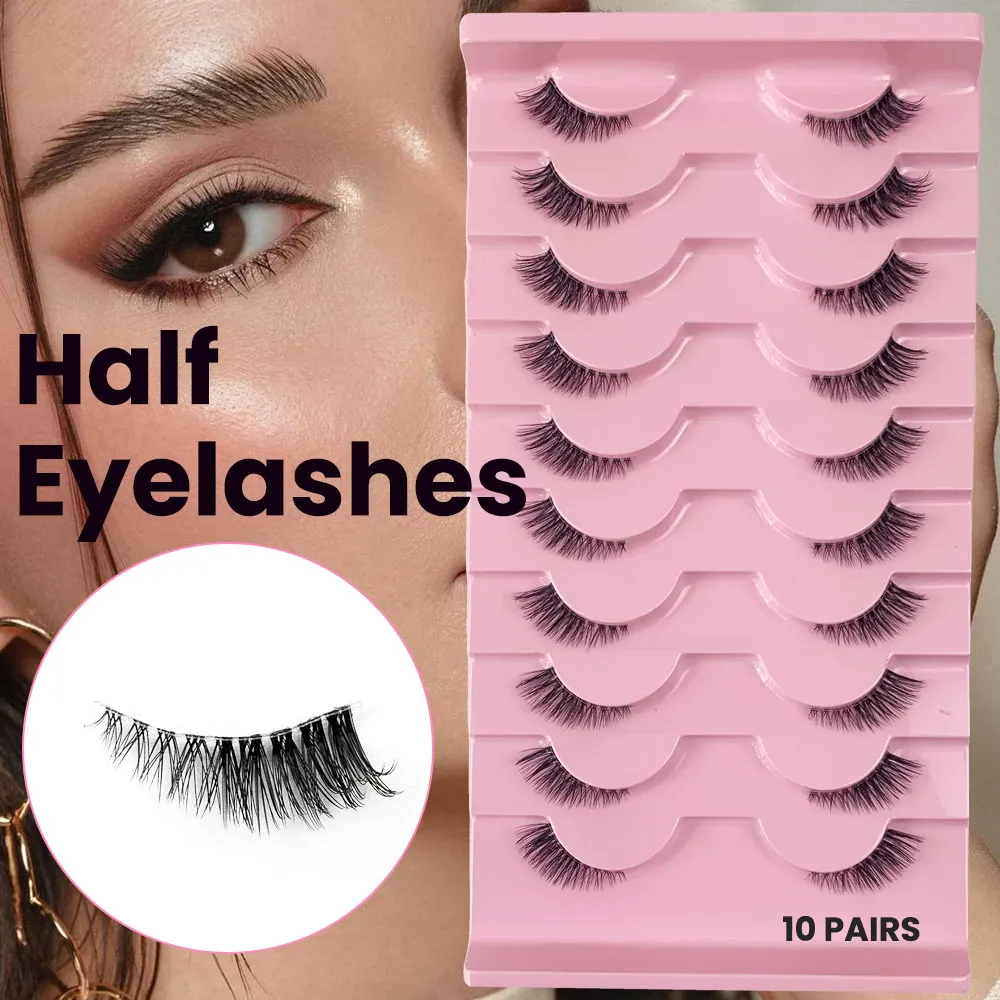 Black Eyelashes 10 Half Lashes Soft Natural Cat Eye Lashes Makeup Tool Extension Fluffy Faux Cils back-to-school season — image 3