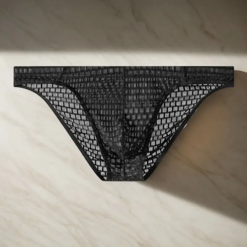 Breathable Low Waist Men's Briefs Transparent Ultra-thin Ice Silk Underwear Lingerie Mesh Panties Male Comfort Fit — image 3