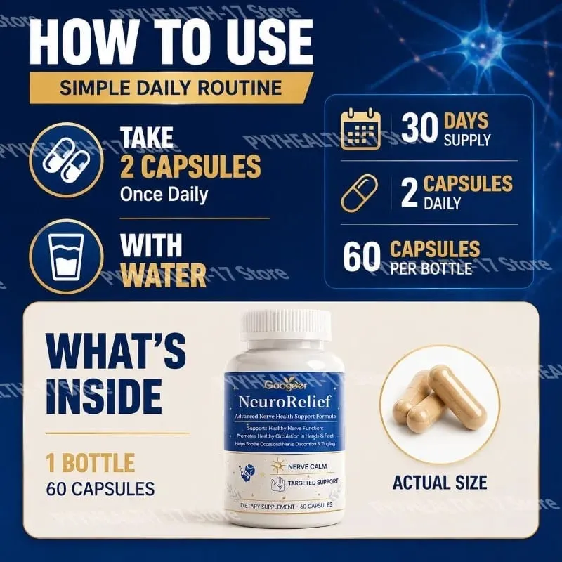 Googeer NeuroRelief Advanced Nerve Health Capsules Daily Support for Nervous System Wellness & Healthy Circulation 60 Capsules — image 6