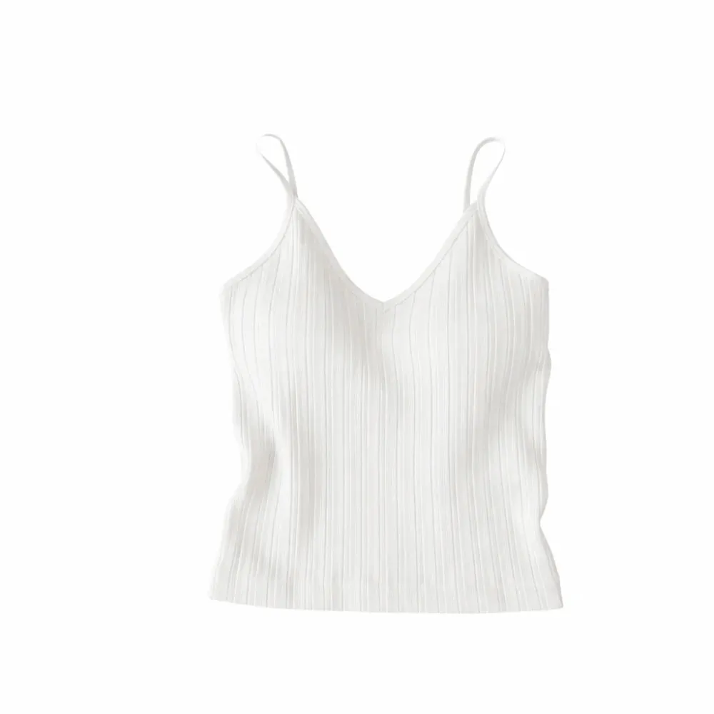 New V-neck Camisole Top Sleeveless Inside Wear Halter Undershirt One-piece Cup French Style Lingerie Summer — image 8