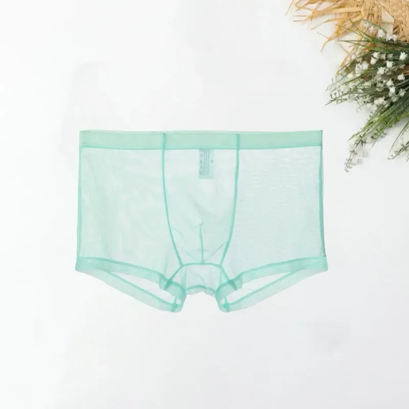 Mga Transparent na Boxer para sa Mga Lalaki na See Through Panlalaking Panloob na Sexy Mesh Low Waist Ice Silk Manipis na Nakakapalamig na Panti ng Lalaki na Panloob na Panloob — image 8