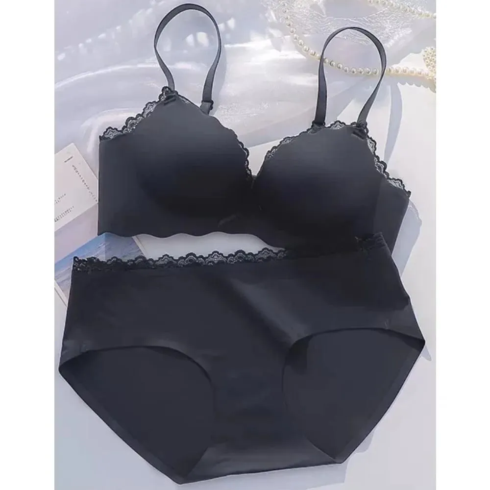 AA Cup Padded Push‑up Bra Panty Set Wireless Seamless One‑piece Lingerie Suit for Small Flat Chest Soft Daily Casual Underwear — image 7