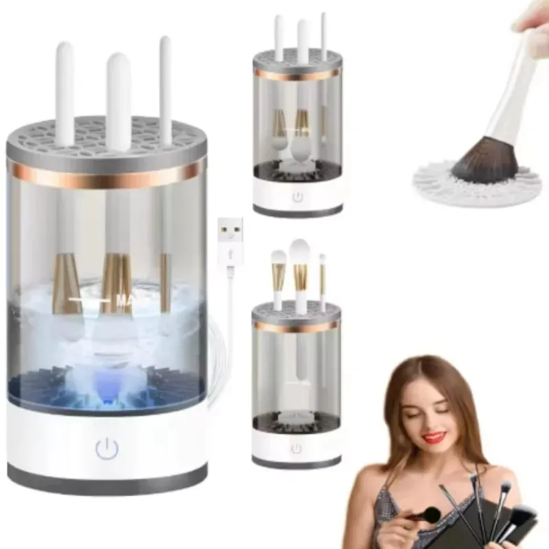 Portable USB Rechargeable Electric Makeup Brush Machine Efficient Automatic for Home Travel Cosmetic Brushes Deep Cleaning Tools — image 1