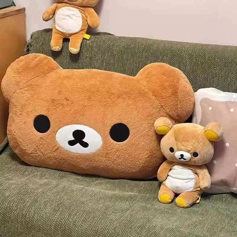 Rilakkuma Bear Plush Pillow Dual Sided Large Soft Bedside Cushion Nap Pillow Dormitory Stuffed Doll Birthday Gifts For Fan