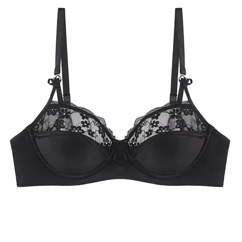 Ensemble de soutien-gorge français en dentelle pour femmes, demi-tasse fine, minimiseur pour gros buste, Push Up, Anti-affaissement, soutien latéral, confortable, ensemble de Lingerie quotidienne Sexy — image 11