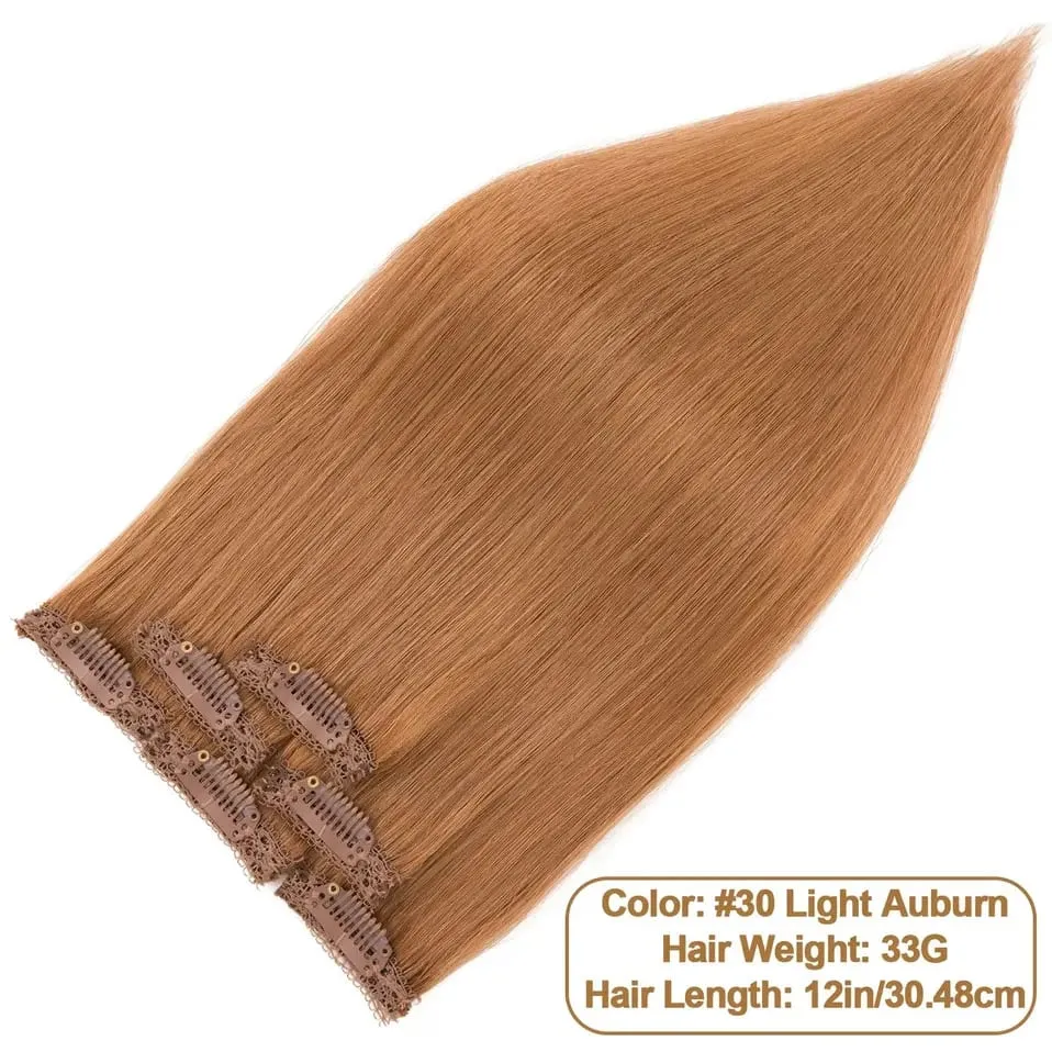 S-noilite 6 PCS Remy Clip In Human Hair Extensions Single Clip Ins Thick Hair Extensions Highlight Seamless Hairpieces for Women