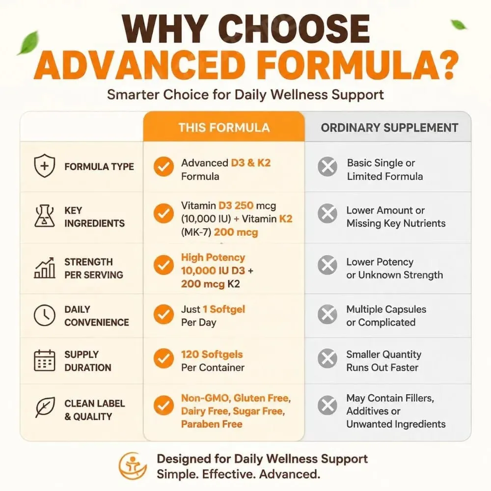AcentiaLabs Vitamin D3 & K2 Softgels with Coconut Oil Immune Function and Bone Support Gluten Free Non-GMO 120 Softgels — image 7