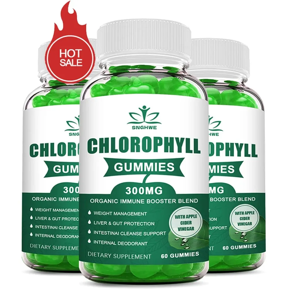 Gomas de clorofila - com ACV Vitamina D3 C E B12 - Desodorante natural Impulsionador de energia Imune e suporte à digestão Vegan 60 doces — image 1