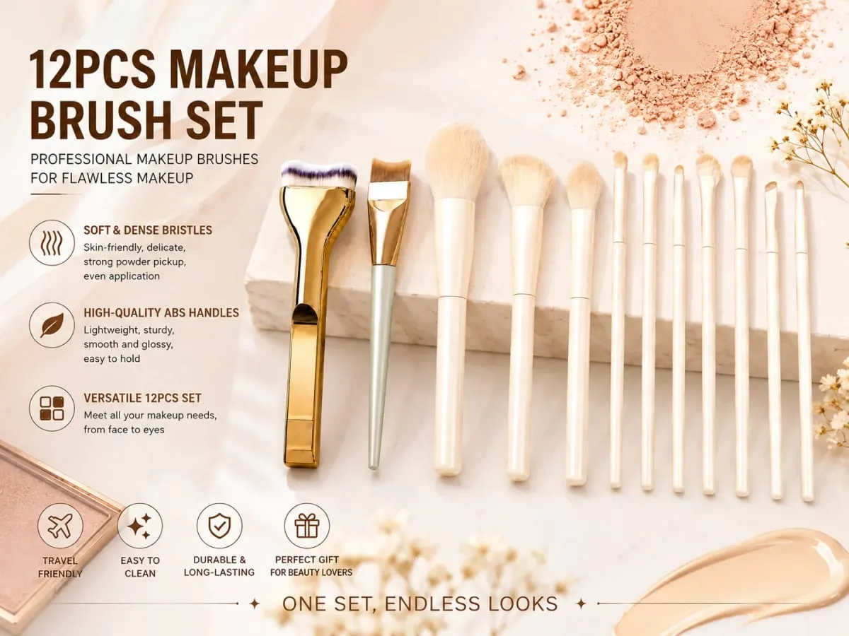 Professional 12PCS Makeup Brush Set with Foundation Brush Powder Brush Eyeshadow Brushes for Face & Eye Makeup — image 3