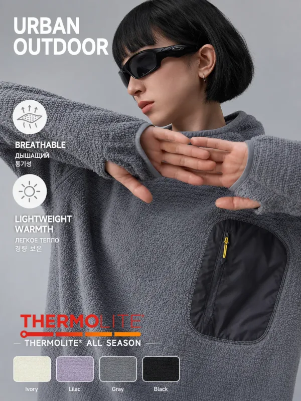 Unisex THERMOLITE® All Season Thermal Hoodie 190g Ultralight Breathable Fleece Mid Layer with Thumbholes & Zip Pocket — image 27