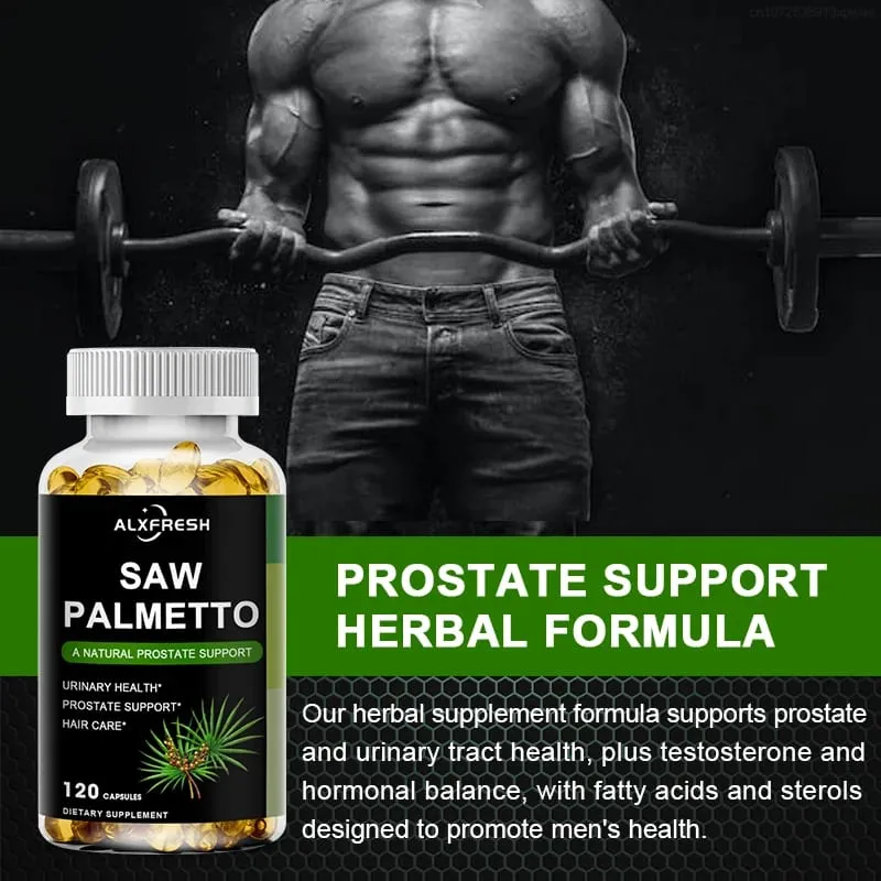 Alxfresh Prostata-Gesundheitsergänzungsmittel, natürlicher Sägepalmenextrakt, unterstützt Prostata- und Haarwachstumskapseln für Männer und Frauen