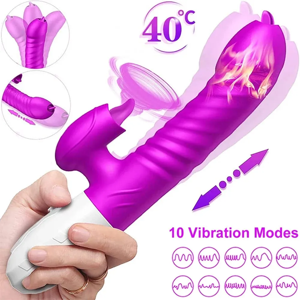 Thrusting Vibrator for Women Licking G Spot Clitoral Nipple Stimulator Heating Realistic Dildo Masturbation Adult Sex Toys — image 6