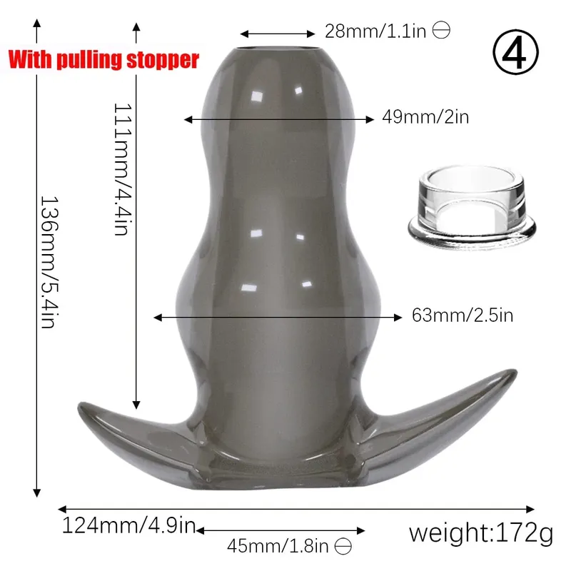 Purple TPE Hollow Tunnel Butt Plug Set - Graduated Open Anal Stretcher Plugs Flexible Sex Toy para sa Mga Lalaki at Babae — image 27