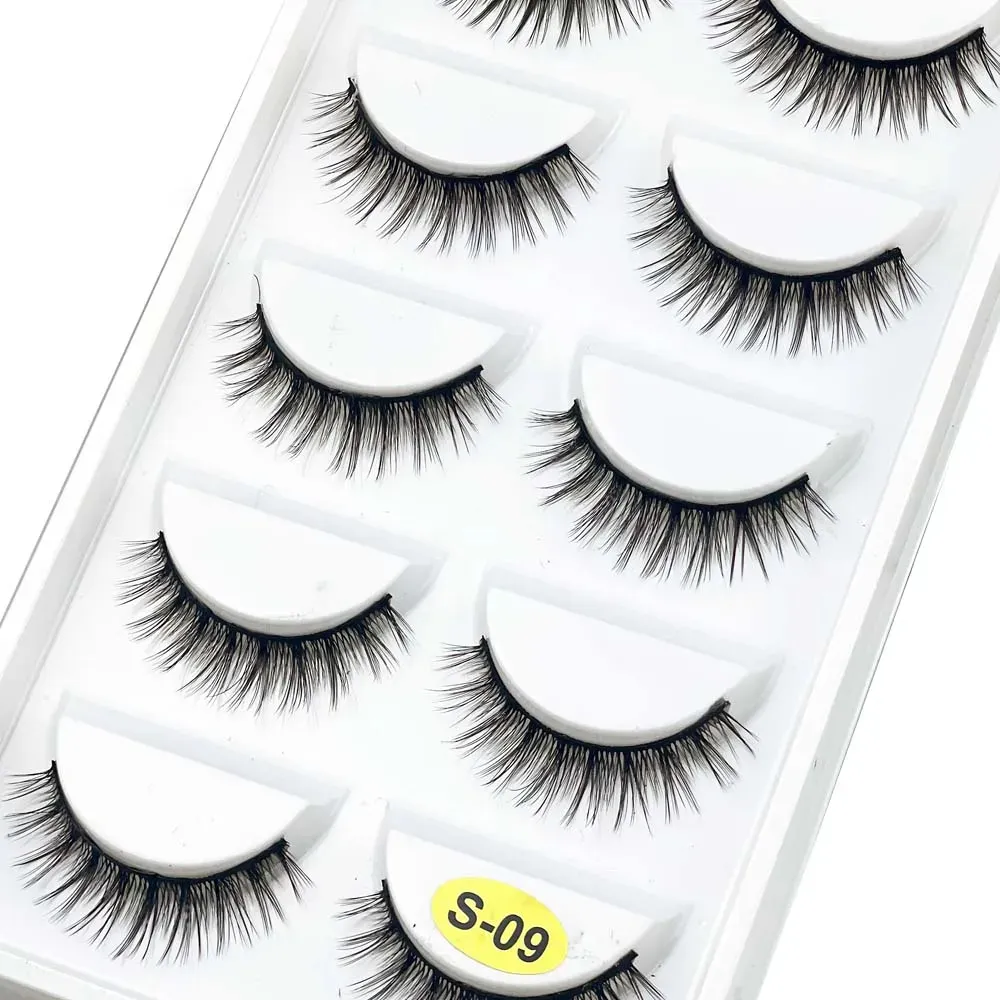 5 Pairs S03 Natural Looking 3D Mink Fake Eyelashes Makeup Tools Fluffy Style Water Mink Fur False Eyelashes for Eye Makeup — image 6