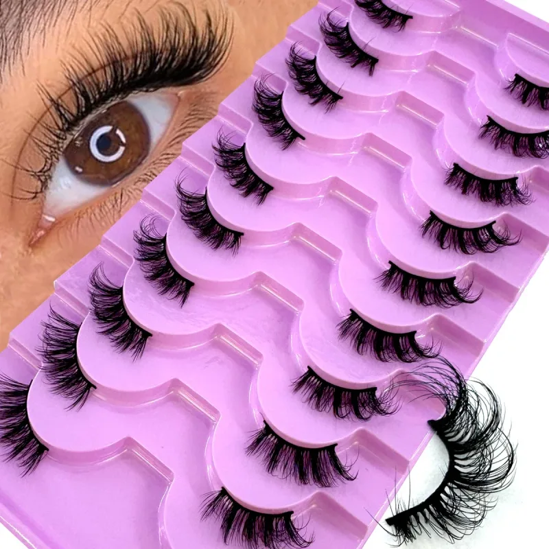 Poloviční řasy 10 párů Poloviční řasy Měkké přírodní řasy pro kočičí oči Makeup Tool Prodlužování umělých řas Fluffy Faux Cils — image 8