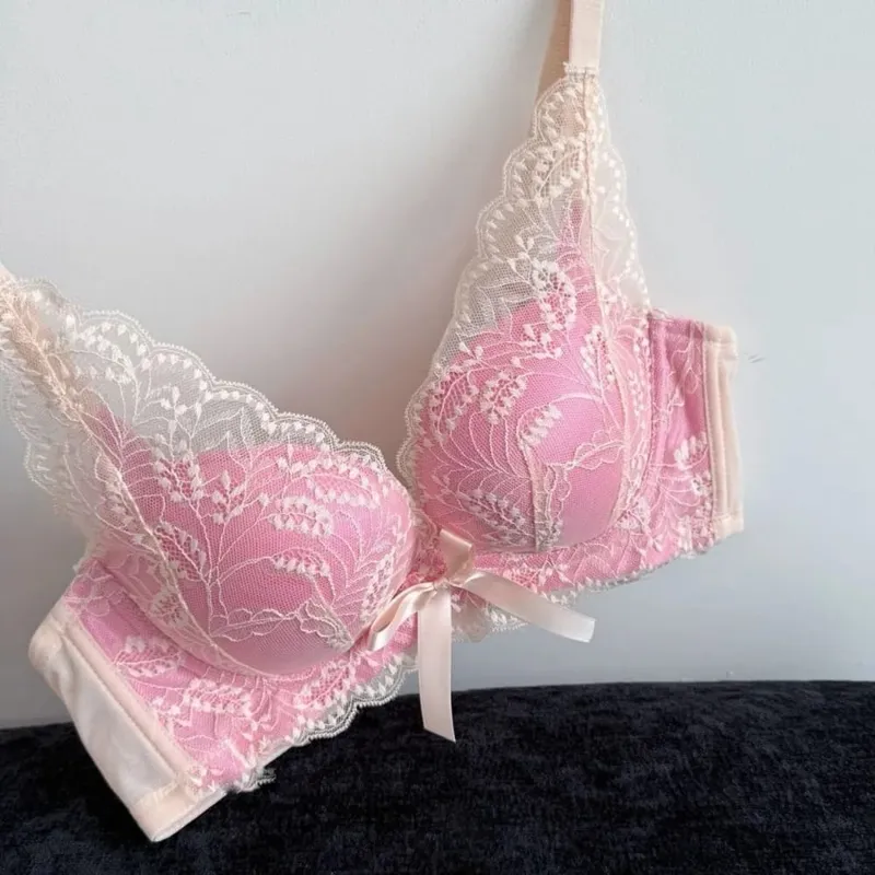 New Wireless Push Up Bra Set for Women Small Bust Gather Side Support Anti Sag Sexy Lingerie Underwear 32‑38 Bra Set — image 1
