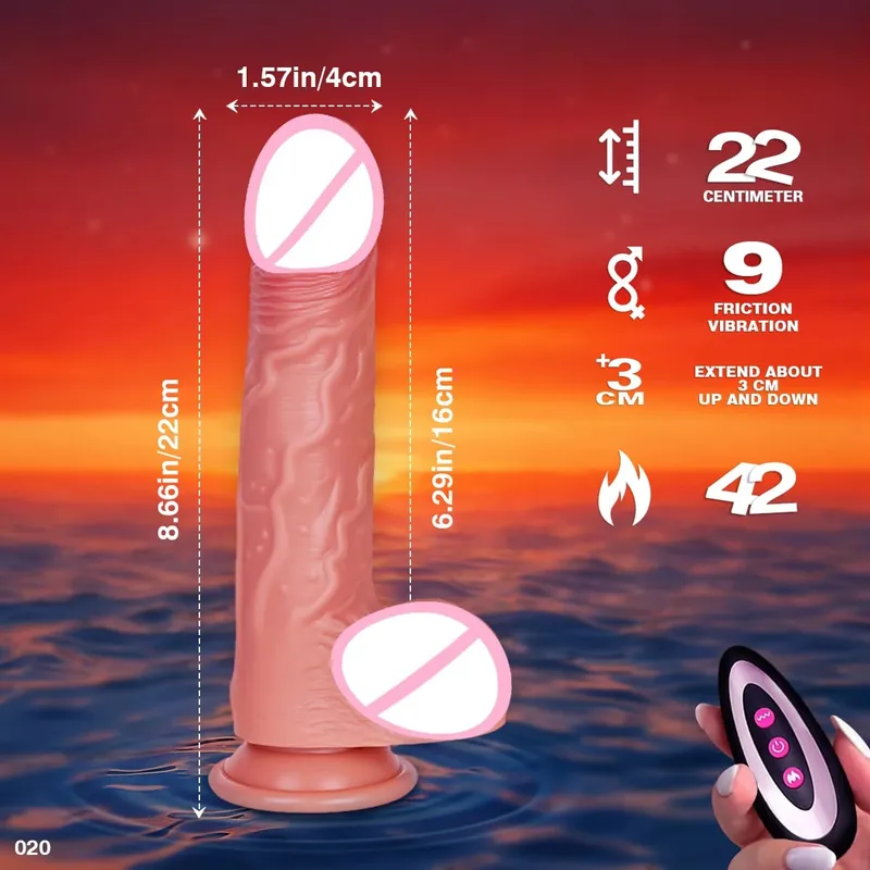 Thrusting Realistic Dildo Sex Toys Heating Thick Anal Dildos Telescopic Vibrating Modes Adult Sex Toys for Men Women Couple 18+