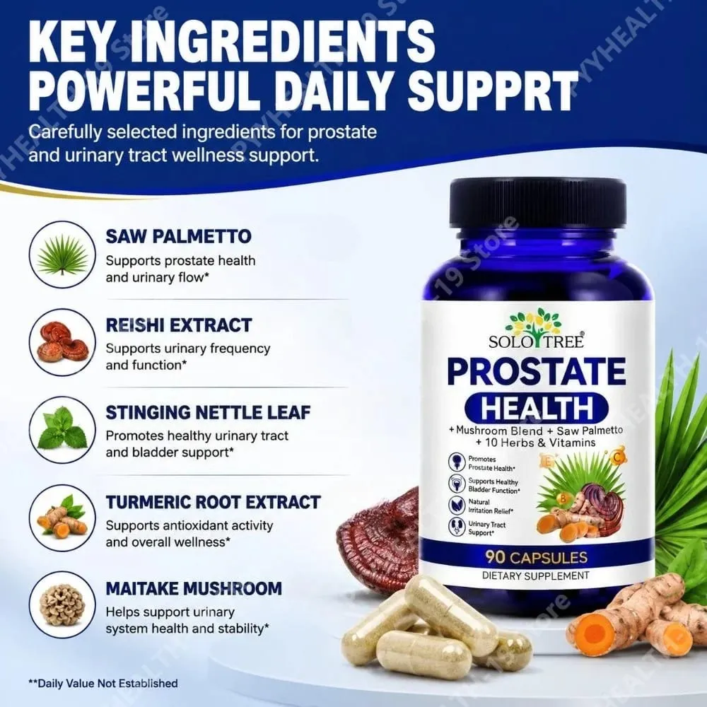 Prostate Health Capsules Saw Palmetto Reishi Nettle Turmeric For Urinary Bladder Wellness & Flow Support Men 90 Count — image 2