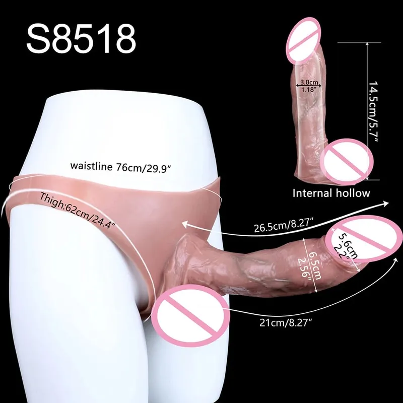 High Waist Realistic Penis Sleeve насадка на член Strap On Hollow Dildo Panties Silicone Dick Extender Sex Toy For Men