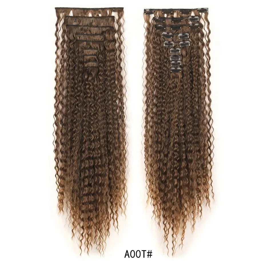 9pcs Clip in Hair Extensions 22 Inch Curly Wavy Hair Extension Loose Long Soft Synthetic Hairpieces for Women Daily Hairstyle — image 9