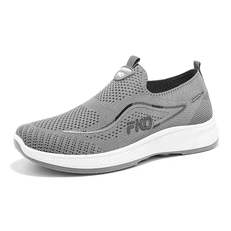 Men Slip‑on Flying Knit Sneakers Breathable Mesh Upper Lightweight Thick Sole Non‑slip Walking Casual Sports Shoes — image 5